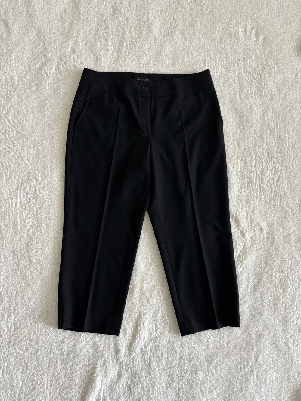 Talbots Black Crop Capri Pants Women’s 8P Petite Stretch Career Office Classic
